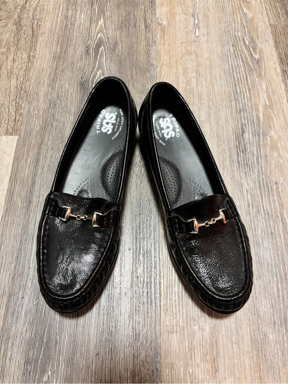 SAS Metro Tripad Black Patent Leather Loafers for Women